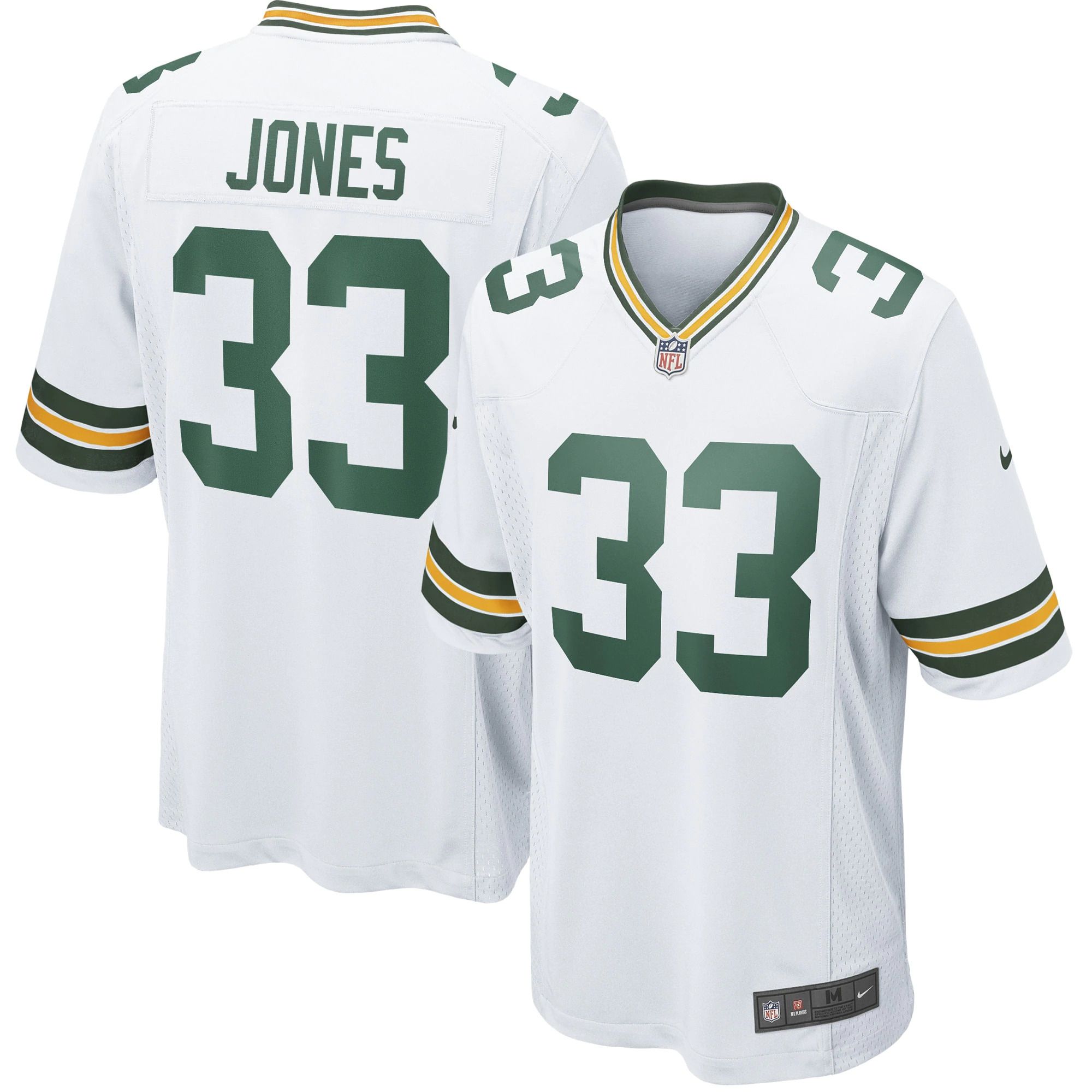 Men Green Bay Packers #33 Aaron Jones Nike White Player Game NFL Jersey->green bay packers->NFL Jersey